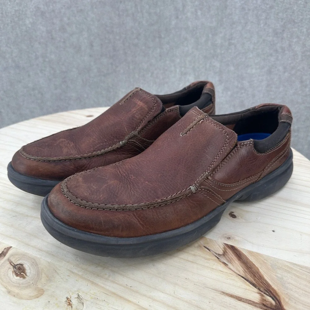 Clarks Bradley Step Loafers Mens 12 Brown Leather Comfort Casual Slip On Shoes